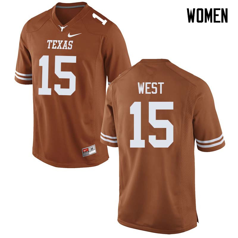 Women #15 Travis West Texas Longhorns College Football Jerseys Sale-Orange